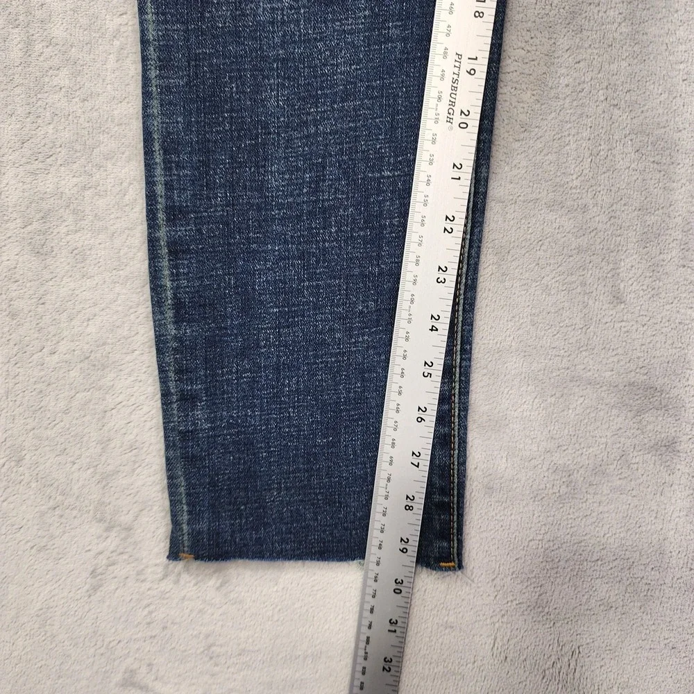 NEW Oliver Logan Jeans Womens 4/27 Blue Crosby Relaxed Taper Raw Hem Stretch - Picture 11 of 13